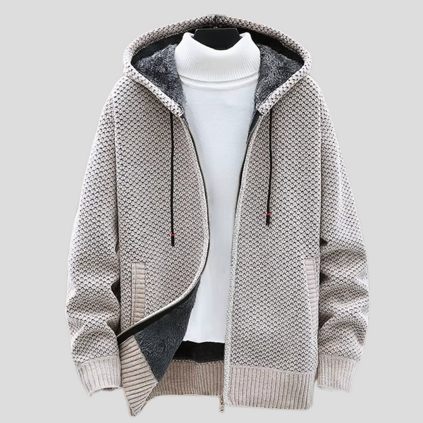 Bastien – Hoodie zippé doublé polaire avec texture tricotée