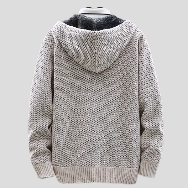 Bastien – Hoodie zippé doublé polaire avec texture tricotée