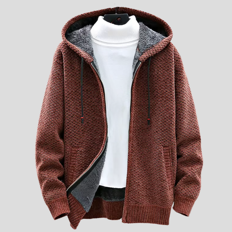 Bastien – Hoodie zippé doublé polaire avec texture tricotée